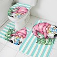thumbnail image 3 of Pink Gnomes Summer Bath Mat 3 Piece Bathroom Rug Set, Tropical Leaves Aqua Stripes Non Slip Bath Rug Contour Mat and Toilet Lid Cover, Absorbent Shower Mats Soft Bath Rugs and Mats Sets, 3 of 8