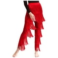 thumbnail image 2 of Doomiva Women Latin Dance Pants Fringe Ballroom Pants Tassel Tango Salsa Dancing Practice Pants Red M, 2 of 6