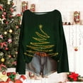 thumbnail image 4 of Women’s Floral Printed Christmas Sweater Long Sleeve Crewneck Oversized Knit Pullover Loose Casual Top with Cute Xmas Tree Design for Cozy Holiday and Fall Wear, 4 of 5