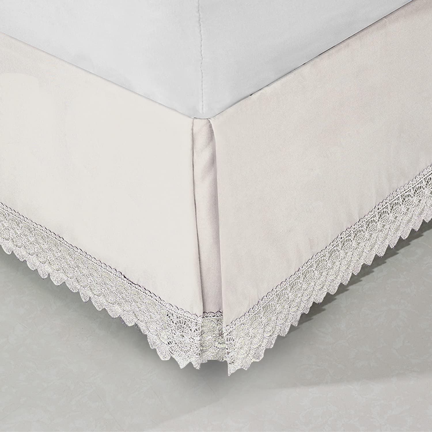 Elegant Comfort Narina Collection Lace Bed Skirt 15inch Drop, 1500