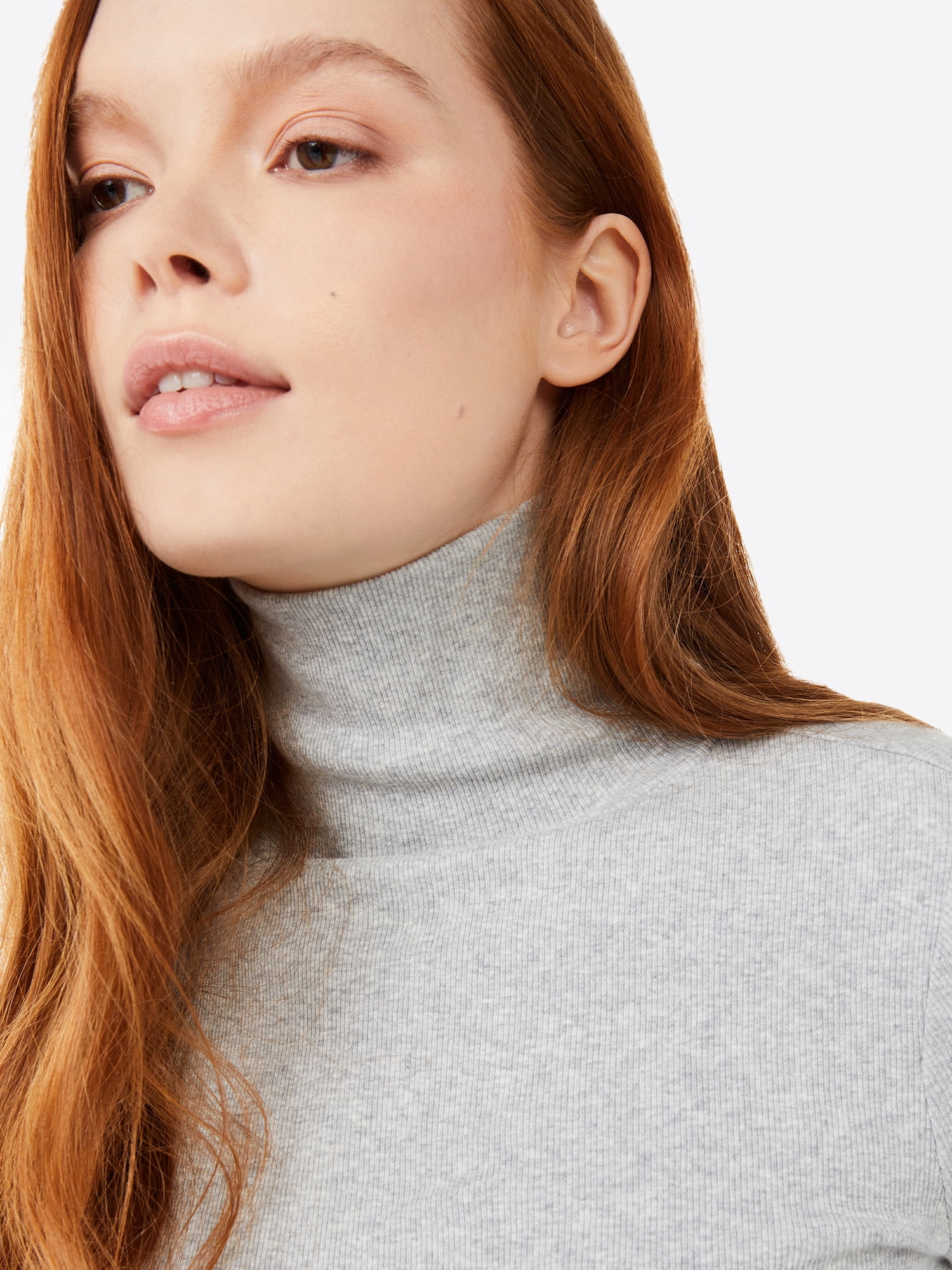 Free Assembly Women's Fine Rib Turtleneck Sweater, Lightweight