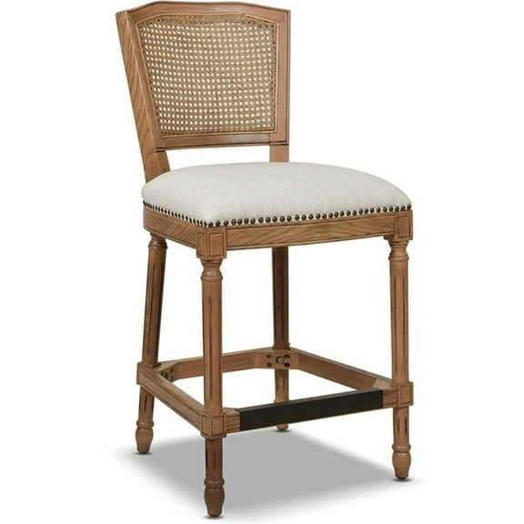 Pemberly Row Modern Rattan Wicker Counter Bar Stool in White