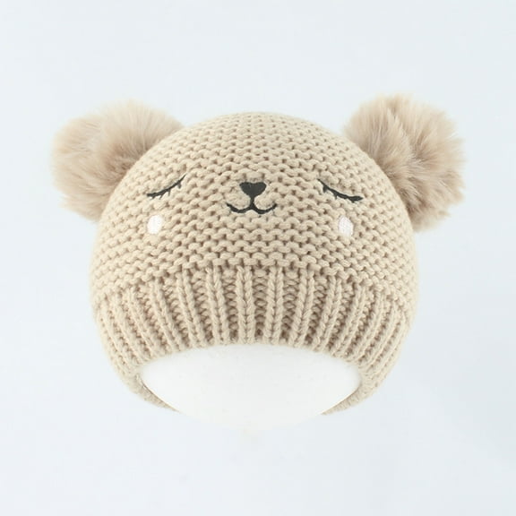 Cute Hats for Toddlers Pom-Pom Fleece Lined Graphic Beanies 0-3 Years Boys Girls Thermal Warm Chunky Knitted Winter Skull Cap Hat