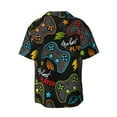 thumbnail image 2 of Vsdgher Play Game3 Print Men's Wrinkle Free Untucked Cuban Shirt Business Casual Button Down Shirts Short Sleeve Shirt, 2 of 7