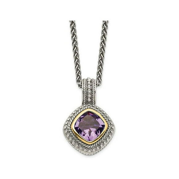8mm Natural Amethyst Pendant Necklace in Sterling Silver with Chain