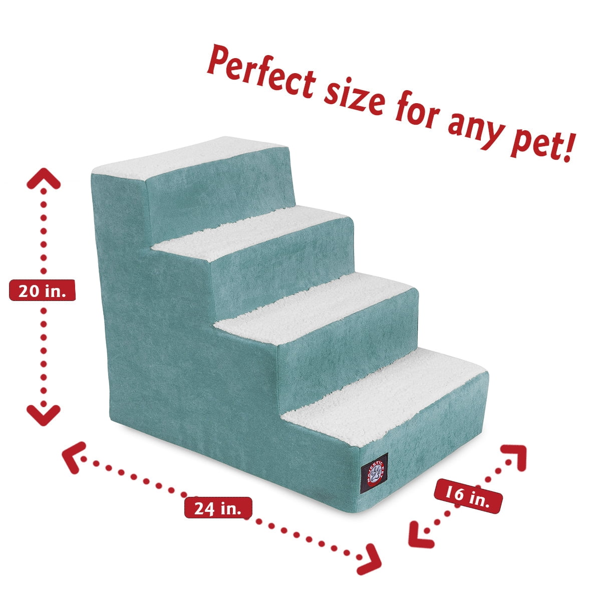 Majestic Pet Villa Pet Stairs 4 Steps Azure Machine Washable Removable Cover 24" x 16" x 20"