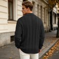 thumbnail image 6 of Mens Cardigan Sweater Long Sleeve Casual Button Down Lapel Collar Hollow out Knit Cardigans Fall Clothes, 6 of 6