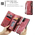 thumbnail image 3 of CaseMe Leather Case for Samsung Galaxy S20 Plus 5G,2 in 1 Detachable Wallet Case with 8-Card Holder Zipper Bills Slot,Magnetic Shockproof Flip Leather Cover Zipper Pocket Phone Cases,Red, 3 of 8