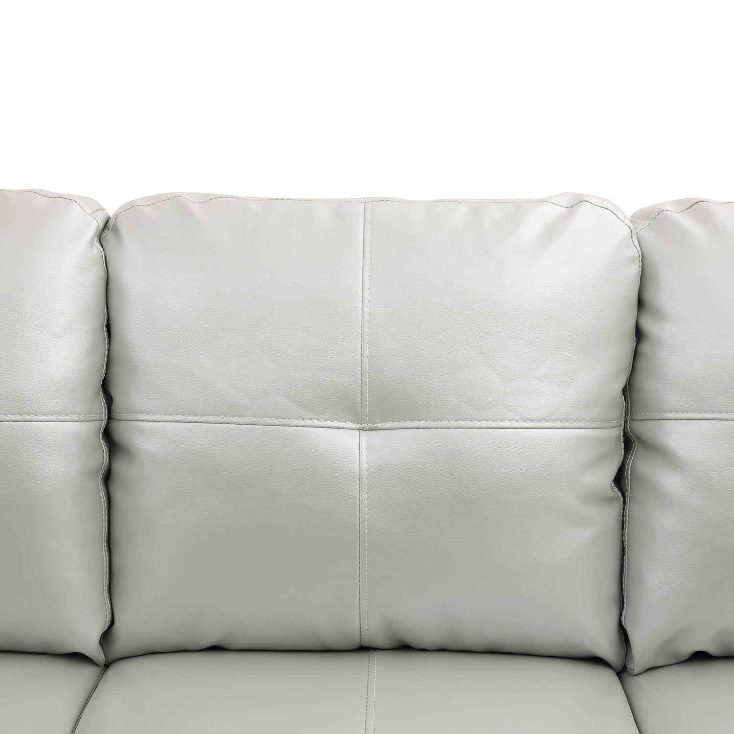 Hommoo Faux Leather 4-Seat Couch, 16'' Back Height L Shaped Sectional Couches and Sofas, Modern Living Room Furniture Sets Sectional Sofa Set, Silver Green(No Ottoman)