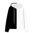 thumbnail image 4 of Uootdi Women's Two Tone Hoodie Jacket Zip Up Contrast Color Casual Oversized Sweatshirt Trendy Fall Fashion Outerwear Black Women Tops, 4 of 5