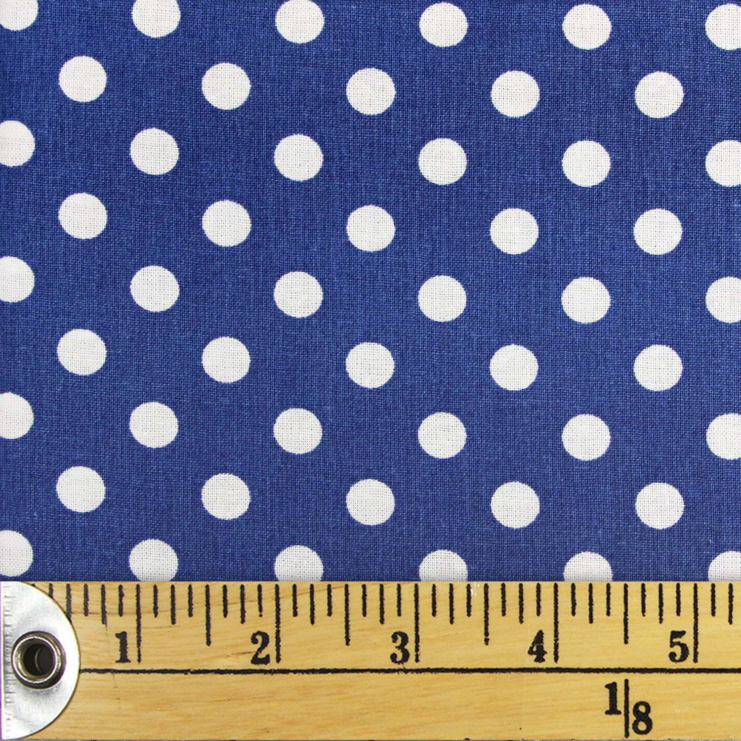 Fabric Creations Denim Blue with White Polka Dots Fat Quarter Pre-Cut Fabric - 18" x 21" / 45cm x 53cm