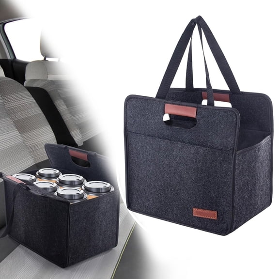 Foldable Drink Carrier Bag, Multi Cup Beverage Carrier with Leakproof Compartments and Handle, Portable Cup Holder Carrier for Coffee, Takeout Drinks, Picnic, Car Travel and Grocery Delivery