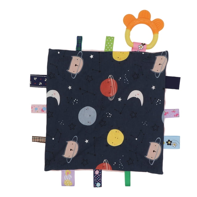 Baby Comfort Saliva Towel, Improve Flexibility Visual Development Soft Velvet Infant Saliva Towel Silicone Teether for Daily Use Outer Space,Sail Boat,Ice Cream,Snowflake