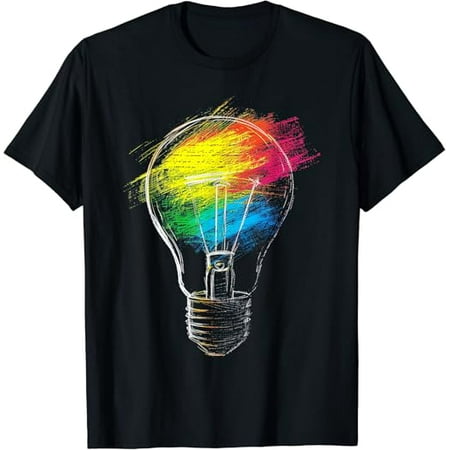 

Light Bulb Colorful Rainbow Artwork Graphic Art T-Shirt