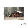 thumbnail image 4 of Amarainy Horses In Winter Forest Scene With Wooden Barn Linen Table Mats Set Of 4 For Home Kitchen Table Decor 12x18 inch, 4 of 5