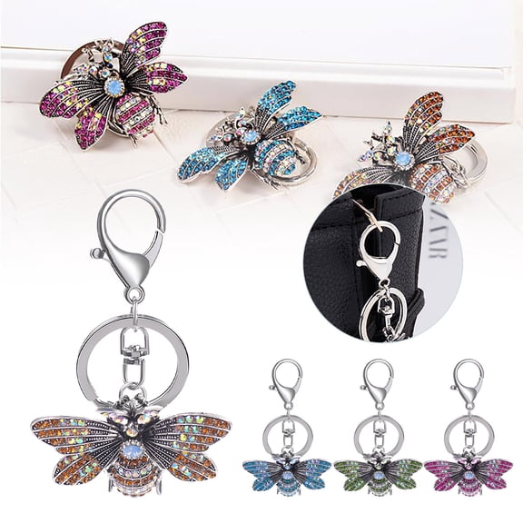 Nsxcdh Butterfly Keychain Exquisite Alloy Polished 3.54in 2.36in 0.39in Diamond Elegant Compact Portable Storage Fashion Accessory Christmas Gifts for Grandkids and Women