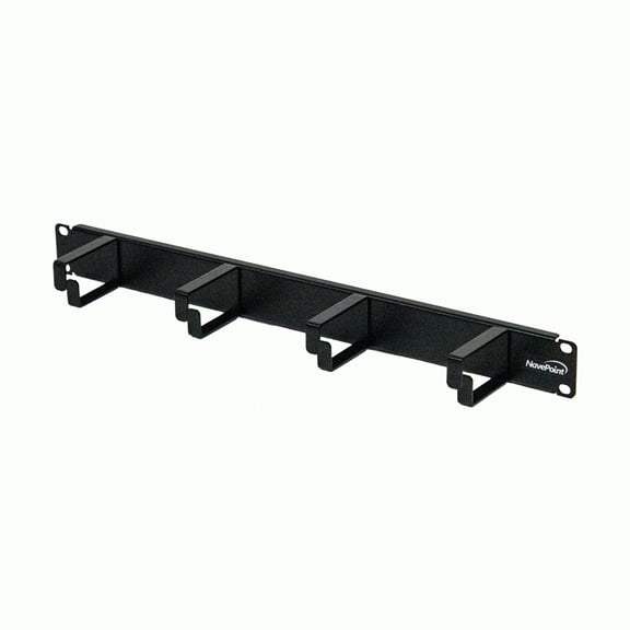 Navepoint 1U Horizontal 19-Inch Rack Mount Cable Management Panel With 4 D-Rings 2-Inches Deep Black