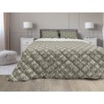 thumbnail image 1 of Antique Comforter & Sham Bedding Set, Old Fashioned Foliage Royal Motifs with Baroque Influences, 3 pcs Duvet Set Microfiber Filling Quilt, 5 Sizes, Pale Yellow Pale Brown, by Ambesonne, 1 of 4