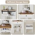 thumbnail image 3 of Small Vanity Desk Set with Lights and Mirror Makeup Vanities with Drawers for Corner Space White Farmhouse Make up Dressing Table with Storage Stool for Bedroom, 3 of 8