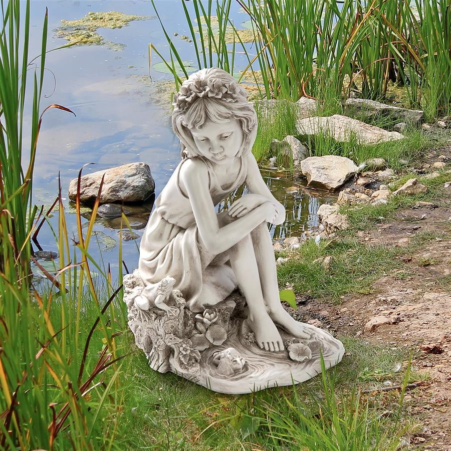 Design Toscano Pausing by the Pond Little Girl Garden Statue