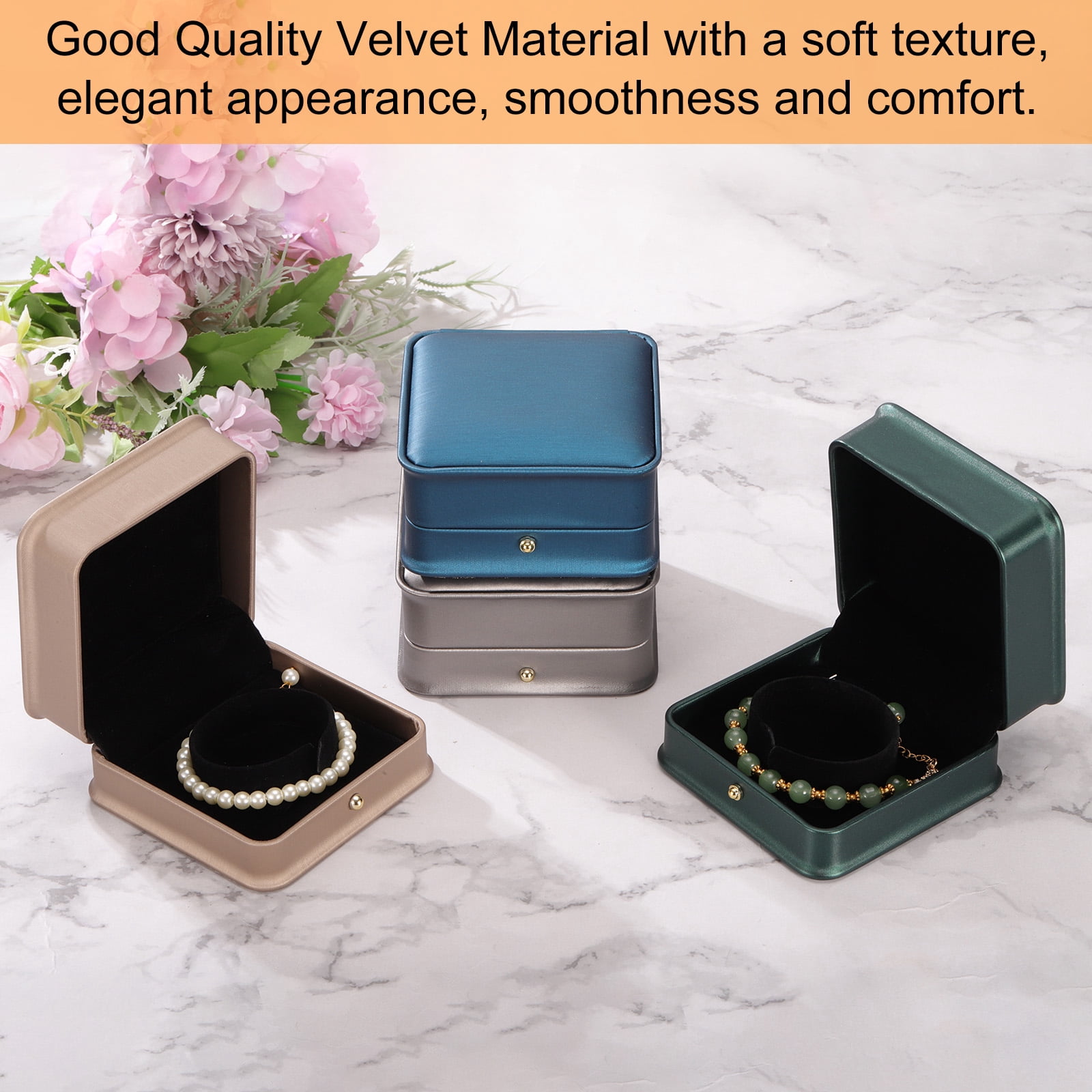 Unique Bargains Classic and Stylish PU Leather Jewelry Boxes Blue