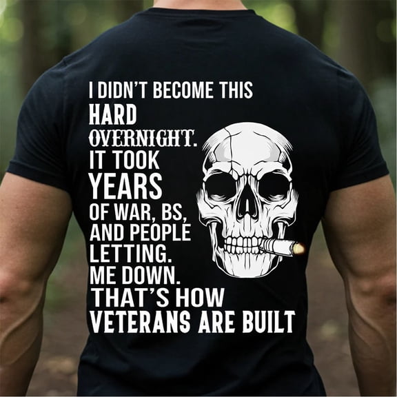 Trenditee Veteran T-Shirt Skull Warrior Design - I Didn't Become This Hard T-Shirt
