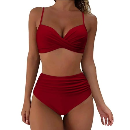 Huesdet Women High Waist Bikini Bottom Side Mesh Spliced Tankini Swimsuit Swim Briefs Bathing Suit Bottom( XXL)