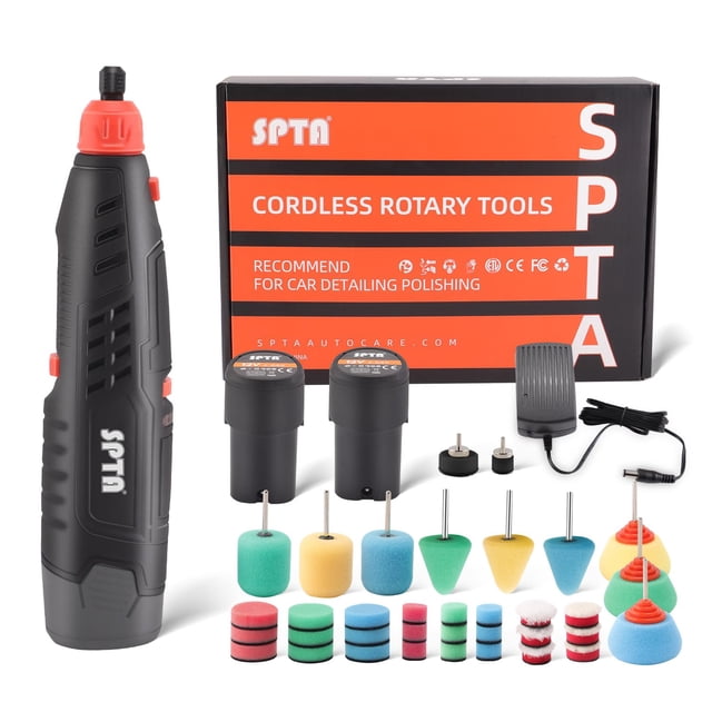 Herramienta giratoria inalámbrica SPTA Mini pulidora de coche de 12 V con 36 accesorios