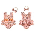thumbnail image 4 of Okbabeha Baby Girls Rompers Easter Clothes Carrot Print Fly Sleeve Infant Bodysuits Jumpsuits with Headband, 4 of 7