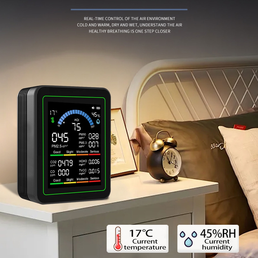Air Quality Meter PM1.0 PM2.5 PM10 CO2 TVOC HCHO Temperature and Humidity