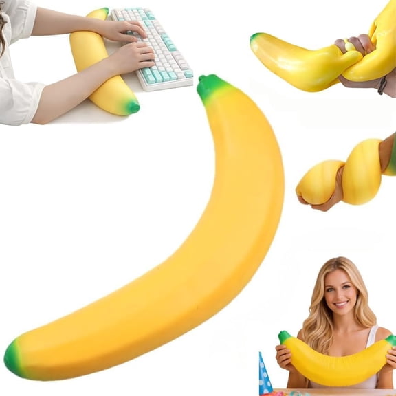 13in Giant Banana Squishy Jumbo Big Cute Realistic Banana Stress Ball Soft Fruit Squishies Slow Rising For Anxiety Relief Party Favors(1Pcs)