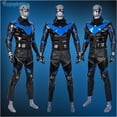thumbnail image 5 of Disfraz de Cosplay de Batman, Batman, Robin, Batman, superhéroe de Halloween, mono de combate, armadura negra de cuero sintético, conjunto para hombre, 5 of 5
