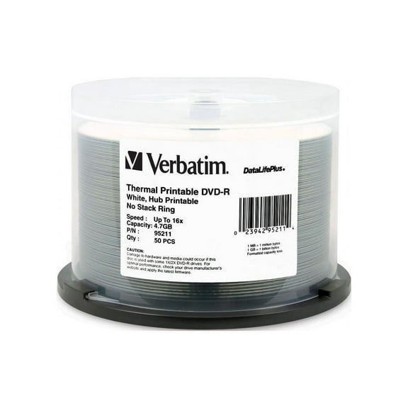 Verbatim® Printable DVD-R Disc Spindle, Pack Of 50