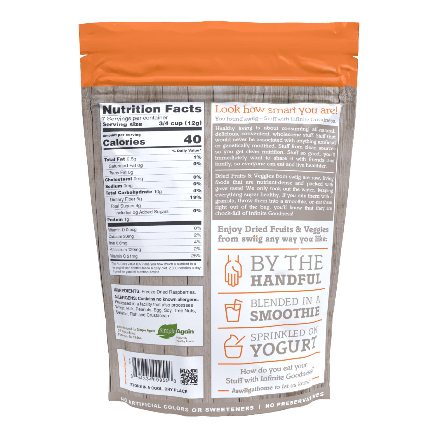 swiig Freeze-Dried Raspberries 2.75oz