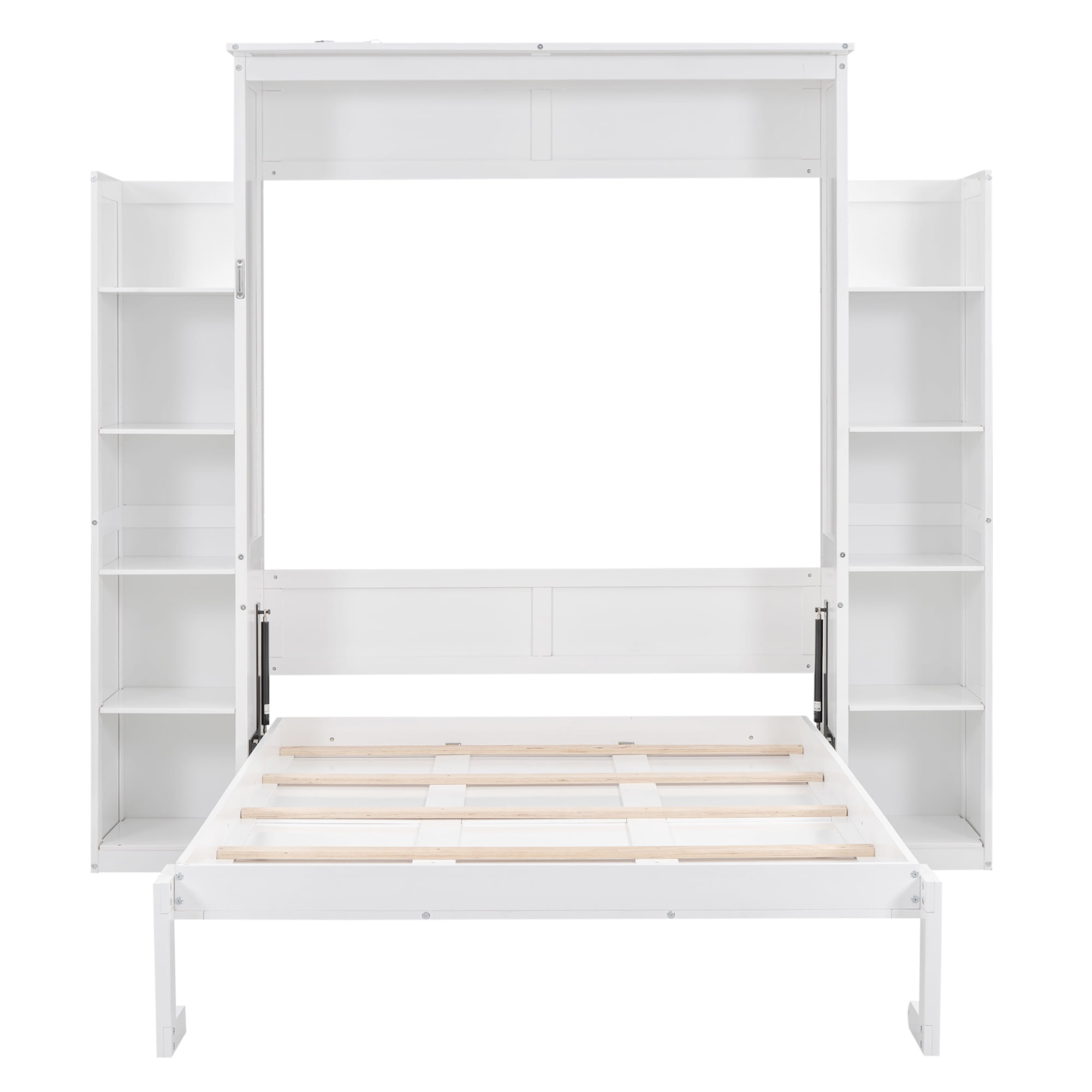 Noble House Full Murphy Wall Bed with Shelves & LED Lights,White