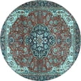 thumbnail image 1 of Ahgly Company Indoor Round Medallion Light Blue Traditional Area Rugs, 3' Round, 1 of 4