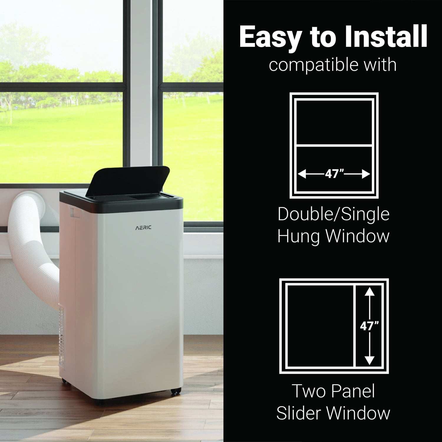Aeric 8000 BTU 12000 BTU ASHRAE Portable Air Conditioner with Fan, White, 550 Sq Ft, AERP081AW