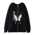 thumbnail image 2 of Dark hip hop gótico Harajuku Y2k estampado de mariposa cremallera Sudadera con capucha hombres y mujeres Harajuku chaqueta sudadera, 2 of 4