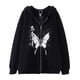 thumbnail image 2 of Dark hip hop gótico Harajuku Y2k estampado de mariposa cremallera Sudadera con capucha hombres y mujeres Harajuku chaqueta sudadera, 2 of 5