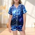 thumbnail image 2 of CAIVO Children Fashion Star Themed Printed Button Down Lapel Short Sleeved Tops Shorts 2 Piece Pajama Sets Pyjamas, 2 of 4