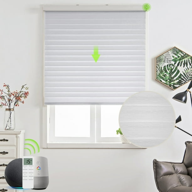 Yoolax Motorized Sheer Blinds Remote Control Light Filtering Blinds