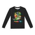 thumbnail image 5 of Pyjamas pour Enfants Garçons Ensemble de Pyjama Imprimé Dinosaure Col Rond Manches Longues Pantalon 2 Pcs Printemps Automne Pyjamas pour Tout-Petits Noir 5 Ans-6 Ans, 5 of 5