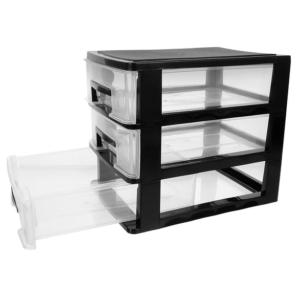 Luxshiny Mueble De Almacenaje Con Cajones De Plástico Negro Para Uso Doméstico Y Oficina