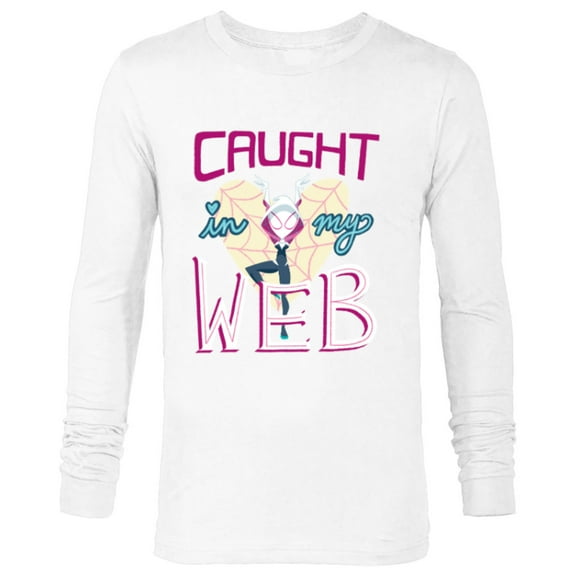 Marvel Spider-Gwen Valentine’s Day Love Caught In My Web - Long Sleeve T-Shirt for Men - Customized-White