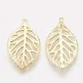 thumbnail image 2 of 5pcs Brass Pendants Leaf Real 18K golden Plated 23x13x1mm Hole: 0.8mm, 2 of 2