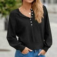 thumbnail image 4 of Womens Button Crew Neck Sweater, Fall Long Sleeve Soft Knit Shirts Trendy Dressy Casual Loose Pullover Sweaters Tops Black XXL, 4 of 8