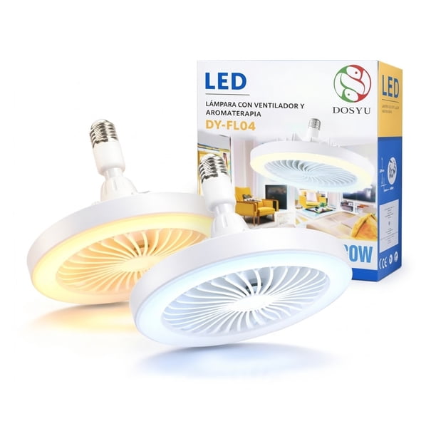 Pack 2 Lámparas Ventilador LED Dosyu 2 en 1 Luz y Ventilación Base Silenciosas