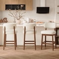 thumbnail image 3 of Hawsaiy Counter Height Bar Stools Set of 2, Mid Century Modern Boucle Barstools with Solid Wood Frame, Upholstered Kitchen Island Stools with Backrest & Footrest, White, 3 of 6
