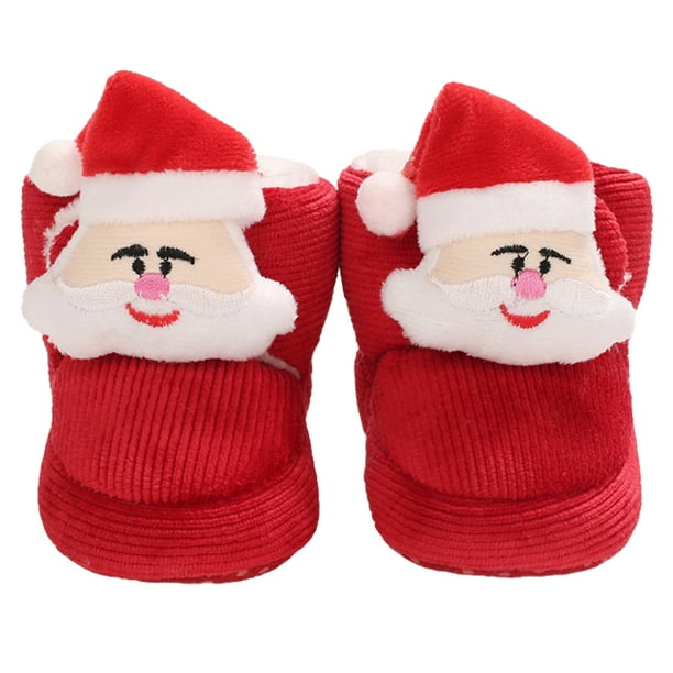 BRIGHTFUFU 1 par de zapatos de cuna de Navidad, zapatos flexibles para caminar para bebés, calzado para el hogar para niños pequeños