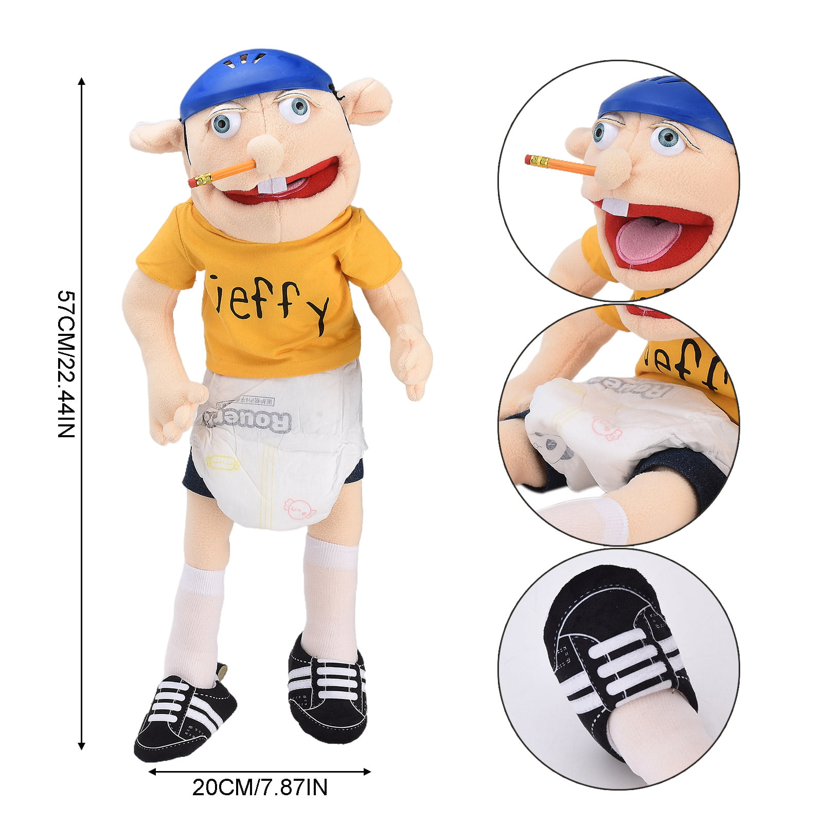 Large Jeffy Boy Hand Puppet Children Soft Doll Funny Party Props Christmas  Doll Plush Toys Puppet Kids Gift 
